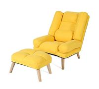 Silla reclinable ajustable con reposapiés, sillón ergonómico para sala de estar, oficina, dormitorio, cómoda silla decorativa para ancianos, silla giratoria Susan, color amarillo