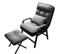Silla reclinable ajustable con sofá de lectura otomano, respaldo de 6 posiciones, bolsillos laterales, perfecto para sala de estar y dormitorio, color gris (50 x 56 x 95 cm)