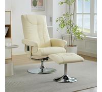 Silla reclinable con calefacción integrada de 5 puntos, 3 posiciones de edad, 5 modos, rotación de 360°, funda de poliuretano fácil de limpiar, reposapiés separado (beige)