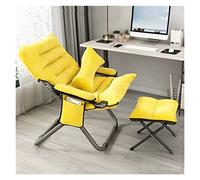 Silla reclinable con otomana, sillón plegable tapizado, cómodo sofá individual con bolsillo lateral y reposapiés para dormitorio, oficina y anfitrión (amarillo)