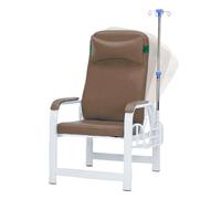 Silla reclinable de flebotomía con reposabrazos y poste intravenoso, diseño portátil y acolchado para extracción de sangre y uso en laboratorio