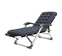 Silla reclinable de la cubierta, cama de descanso para almuerzo individual plegable, tumbona del sol al aire libre ajustable, silla de salón de playa de balcón multifunción, con almohadillas de