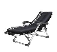 Silla reclinable de la cubierta, cama de descanso para almuerzo individual plegable, tumbona del sol al aire libre ajustable, silla de salón de playa de balcón multifunción, con almohadillas de