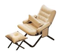 Silla reclinable ergonómica con reposapiés, silla de descanso ajustable de 3 posiciones, silla de relajación plegable con cojín de apoyo lumbar y bolsa de almacenamiento (beige)