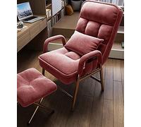 Silla reclinable ergonómica con silla otomana de tela de lino para sala de estar, dormitorio y oficina, respaldo ajustable para mayor comodidad y estilo