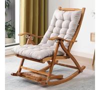 Silla reclinable plegable de madera con reposapiés, sillón mecedor cómodo tapizado, balancín deslizante para relajación