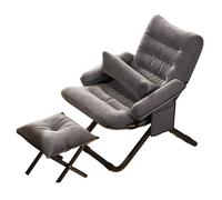 Silla reclinable plegable ergonómica con reposapiés, respaldo ajustable de 3 posiciones, cojín lumbar, bolsa de almacenamiento, silla relajante para sala de estar (gris)