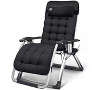 Silla reclinable plegable liviana jardín solar tumbonas de la playa sillas de cubierta de gravedad cero ajustable al aire libre portátil, soporte 200 kg (color: negro, tamaño: con cojín Aqiong