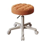 Silla redonda giratoria ajustable con ruedas, perfecto para maquillaje de peluquería y tocador para dormitorios de niñas, salas de estar y escritorios, respaldo cómodo, color naranja
