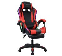 Silla RGB para juegos con altavoces Bluetooth y luces LED, silla ergonómica para juegos de computadora con reposapiés, respaldo alto, silla de videojuegos musicales con soporte lumbar, color rojo y