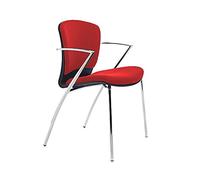 Silla rocada confidente estructura cromada con brazos.tela ignifuga color rojo altura 82cm base 52x56cm