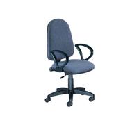 Silla Rocada De Oficina Brazos Fijos Base Nylon Respaldo Y Asiento Tela Ignifuga Gris
