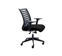 Silla Rocada De Oficina Brazos Regulables Estructura Blanca Respaldo Malla Y Asiento Tela Ignifuga Negro
