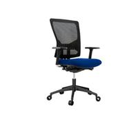 Silla Rocada De Oficina Con Brazos Tapizada En Tela Ingnifuga Y Respaldo En Polimero Color Azul