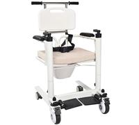 Silla Ruedas para Mayores Multifuncional 4 en 1 Regulable en Altura, Silla de WC con Ruedas para Discapacitados, Silla de Ducha con Orinal, Reposapiés Abatibles