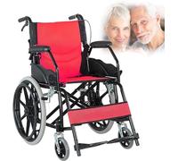 Silla ruedas ultraligera para adultos con freno, silla ruedas transporte plegable con reposapiés abatible y respaldo abatible, silla ruedas con asiento 17 pulgadas ancho, 300 libras C