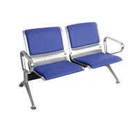 Silla Sala de Espera, Sillas de Recepción de Dos Plazas con Reposabrazos y Cojín de Esponja de PU, Banco de 2 Plazas en Acero, Adecuado for Lugares Públicos(Blue)