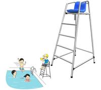 Silla salvavidas con parasol y gancho, asiento de rescate de acero inoxidable para observación de piscina y cancha de tenis