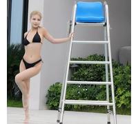 Silla salvavidas de acero inoxidable resistente para piscina, lago y playa, taburete portátil para exteriores, diseño elevado, 120 cm de altura