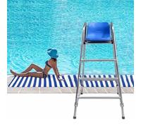 Silla salvavidas para piscina y parque acuático, torre de seguridad de aluminio duradera con gancho de asiento y orificio para visera solar, diseño resistente a la intemperie para