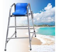 Silla salvavidas, silla de observación de piscina de acero inoxidable con ganchos y asiento cómodo, 47.2 a 71.9 pulgadas de alto, diseño que salva vidas