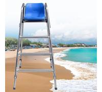 Silla salvavidas, silla de observación de piscina de acero inoxidable con ganchos y asiento cómodo, 47.2 a 71.9 pulgadas de alto, diseño que salva vidas