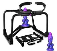 Silla Sexual Plegable con Dildo Fantasy Dog Knot de 19,2 cm, Silla BDSM para Parejas, Asas Ajustables, Asiento Elástico Suspendido y Soporte de Dildo Extraíble