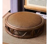 Silla tatami de ratán, cojín redondo tejido a mano, silla japonesa sin patas para meditación, cojín de futón vintage, adecuado para dormitorio y balcón