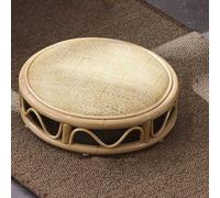 Silla tatami de ratán, cojín redondo tejido a mano, silla japonesa sin patas, tapete de meditación, cojín de futón vintage para dormitorio y balcón