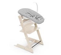 Silla Tripp Trapp de Stokke (Vanilla White) con Newborn Set (Grey) - Para recién nacidos hasta 9 kilos - Acogedor, seguro y fácil de usar