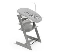 Silla Tripp Trapp Stokke (gris tormenta) con Newborn Set (Gris) - Utilizar desde el nacimiento y hasta 9 kg - Cómodo, seguro y fácil de usar