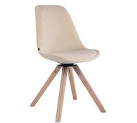 Silla Troyes Square Tapizada En Terciopelo I Butaca De Salón Giratoria I Silla Comedor En Estilo Velvet I Silla con Base De Madera I Color:, Color:Crema, Color del Marco:Natura