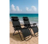 SILLA TUMBONA METAL NEGRO CON COJIN - CONJUNTO: Pack 2