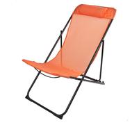 Silla tumbona plegable de jardín multiposición naranja con asa aktive
