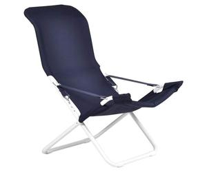 Silla Tumbonas Fiam Fiesta Marco Acero Blanco Con Toalla Azul 127PEBSBL Plegable