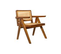 Silla vintage de teca maciza y ratán JANNIE