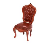 Silla vintage pequeña para decoración de escena en miniatura de micropaisaje, color marrón oscuro