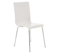 CLP Silla de Espera Pepe I Silla para Visitas con Asiento de Madera I Silla de Conferencia con Soporte Metálico Estable, Color:Blanco