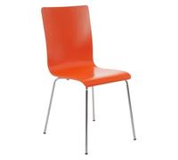 CLP Silla de Espera Pepe I Silla para Visitas con Asiento de Madera I Silla de Conferencia con Soporte Metálico Estable, Color:Naranja