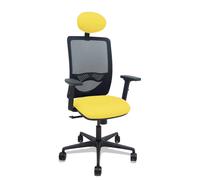 Silla Zulema sincro malla negra asiento bali amarillo brazos 2D ruedas 65mm cabecero