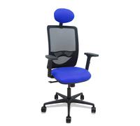 Silla Zulema sincro malla negra asiento bali azul brazos 2D ruedas 65mm cabecero