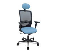 Silla Zulema sincro malla negra asiento bali azul cielo brazos 2D ruedas 65mm cabecero