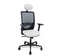 Silla Zulema sincro malla negra asiento bali blanco brazos 2D ruedas 65mm cabecero