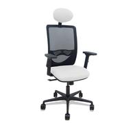 Silla Zulema sincro malla negra asiento bali blanco brazos 2D ruedas 65mm cabecero