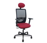 Silla Zulema sincro malla negra asiento bali granate brazos 2D ruedas 65mm cabecero