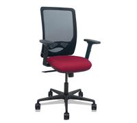 Silla Zulema sincro malla negra asiento bali granate brazos 2D ruedas 65mm