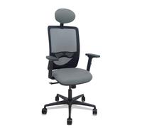 Silla Zulema sincro malla negra asiento bali gris brazos 2D ruedas 65mm cabecero