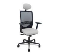 Silla Zulema sincro malla negra asiento bali gris claro brazos 2D ruedas 65mm cabecero