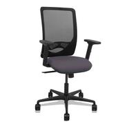 Silla Zulema sincro malla negra asiento bali gris oscuro brazos 2D ruedas 65mm