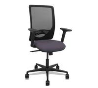 Silla Zulema sincro malla negra asiento bali gris oscuro brazos 2D ruedas 65mm